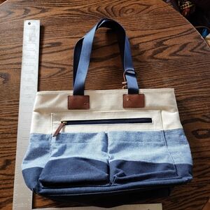 Fossil Blue and Cream Tote Bag